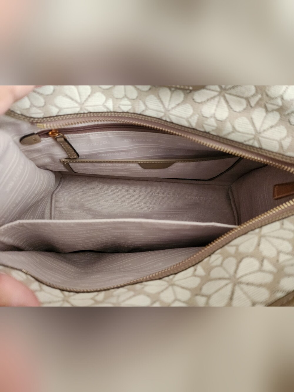 ‼️ON SALE‼️ New Authentic -Kate Spade Neutral Floral Canvas Tote With Dust Bag - Picture 8 of 16